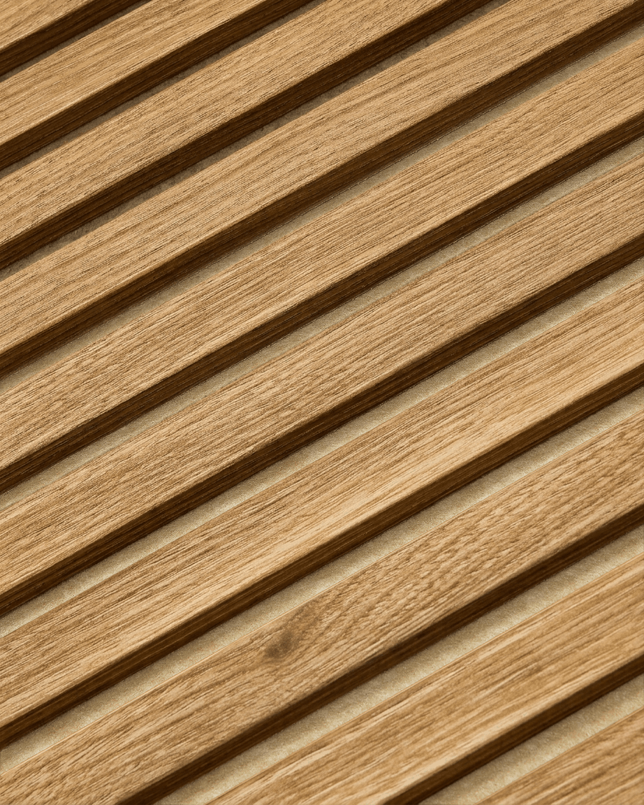 Akupanel | Acoustic Panel / Wood-like, English Oak, Beige Felt, 240 x 60 cm